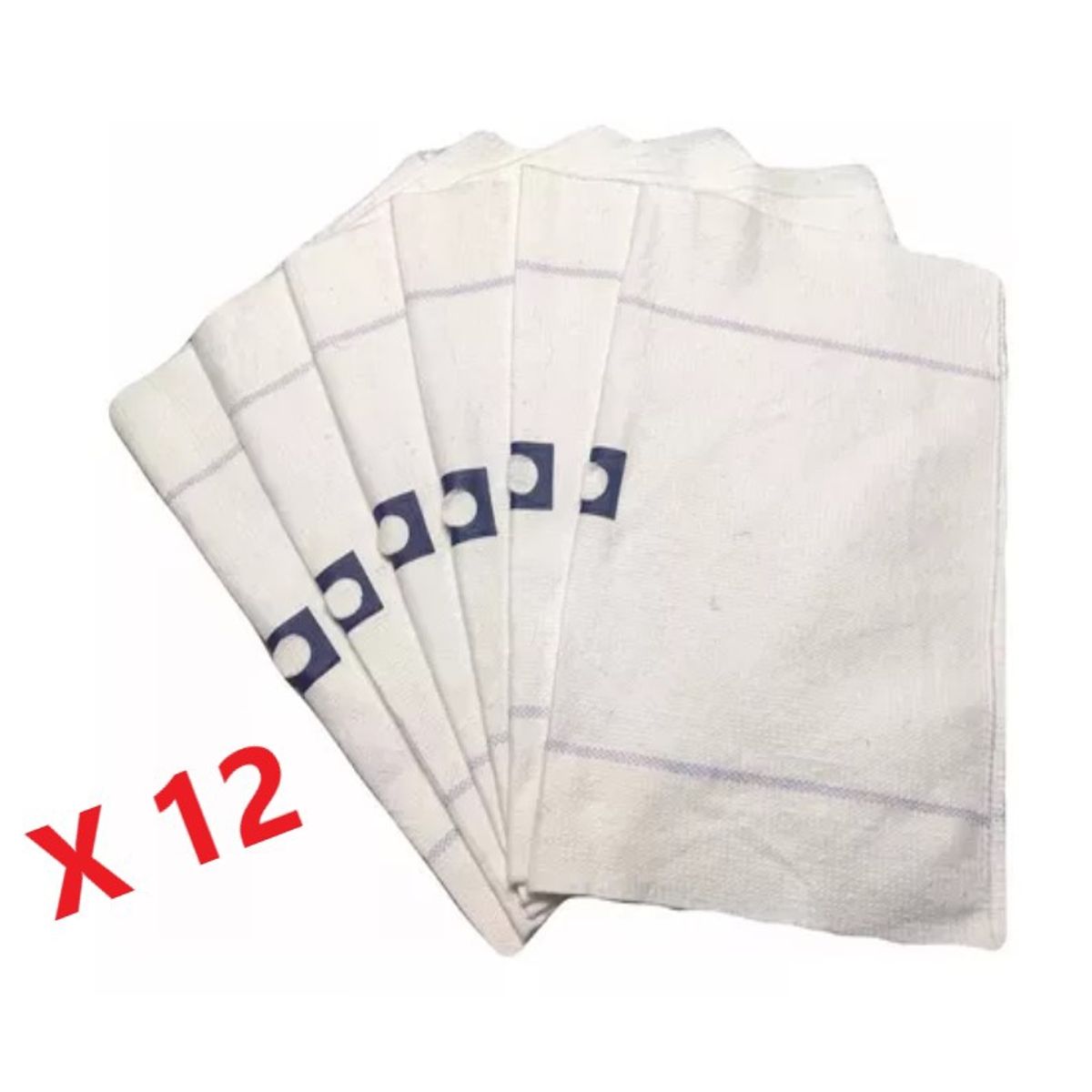 GENERICO - Trapero Paño Set x 12 Blanco Reforzado Con Ojal 70 x 55 cm