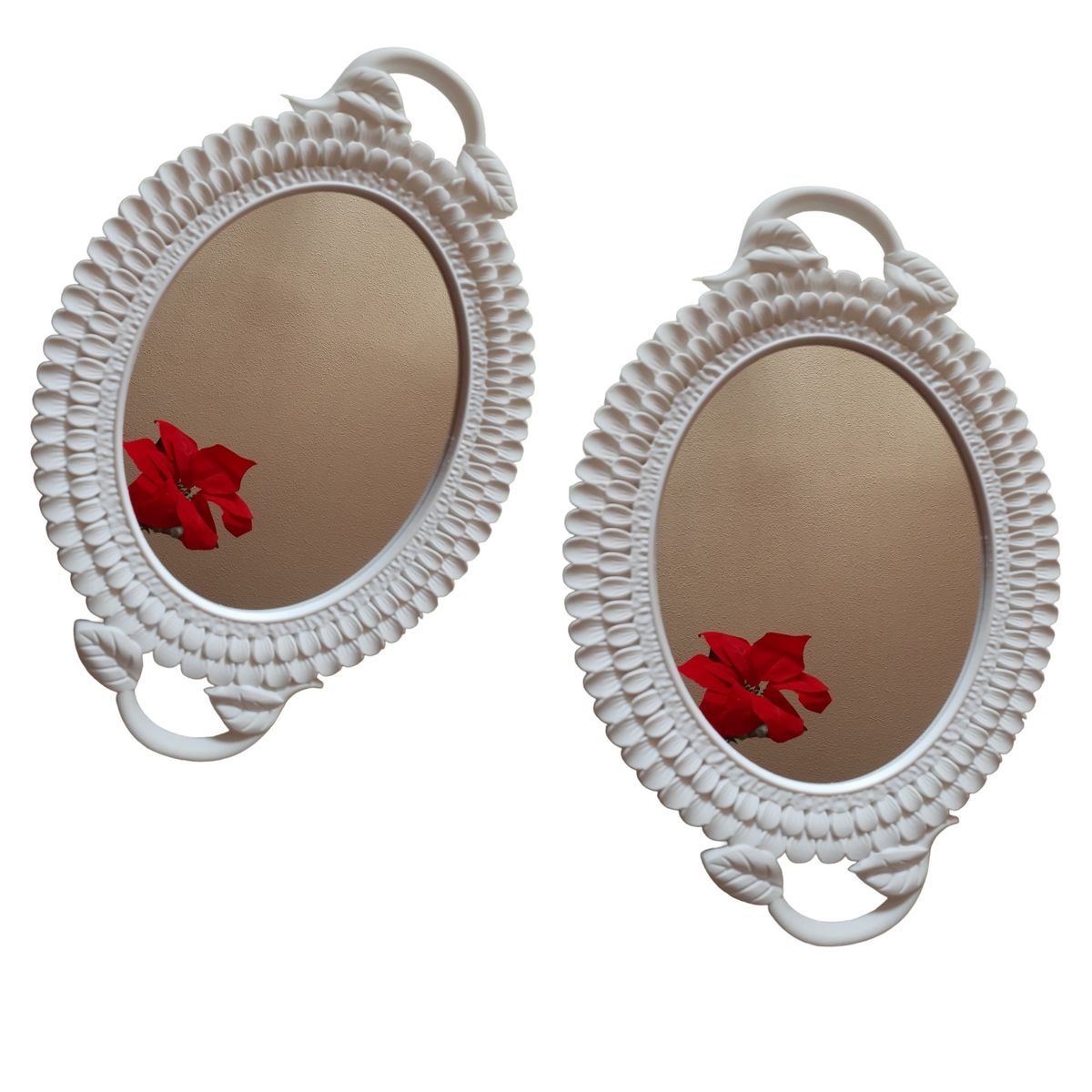 GENERICO - Pack 2 Bandeja Espejo Ovalada Deco Candy Bar - Blanco