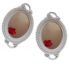 GENERICO - Pack 2 Bandeja Espejo Ovalada Deco Candy Bar - Blanco