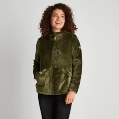 CURVI - Polerón Peludo Texturizado Y Diseño De Rayas Verde Mujer