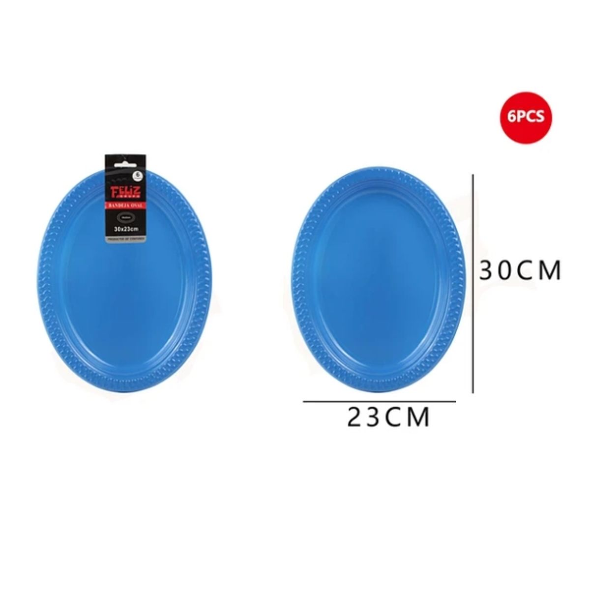 GENERICO - Bandeja Plástica Ovalada Azul 6Pcs 2330Cm
