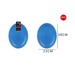 GENERICO - Bandeja Plástica Ovalada Azul 6Pcs 2330Cm