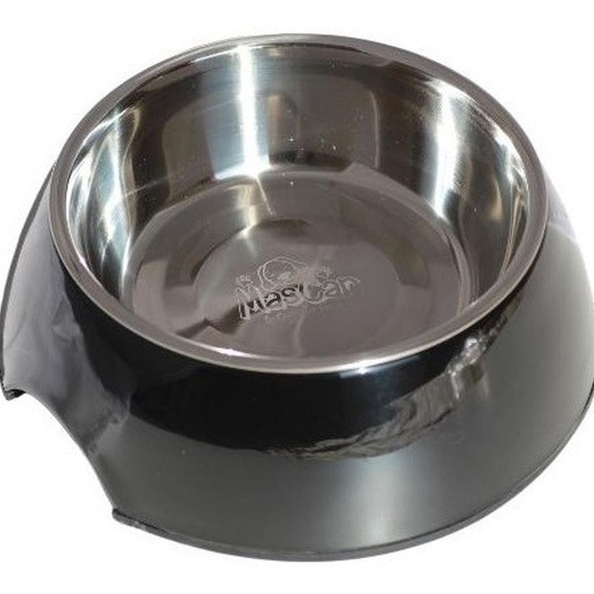 MASCAN - Plato Melamina Sólido Redondo Negro Talla S Perro