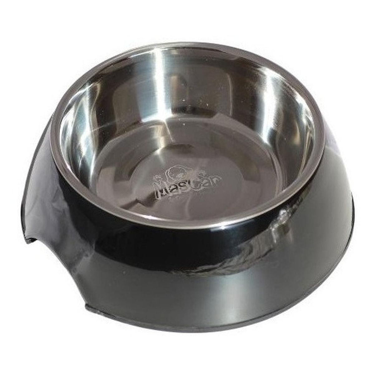 MASCAN - Plato Melamina Sólido Redondo Negro Talla S Perro