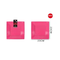 GENERICO - Plato Plástico Cuadrado Fucsia 23Cm