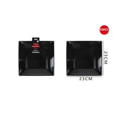 GENERICO - Plato Plástico Cuadrado Negro 23Cm