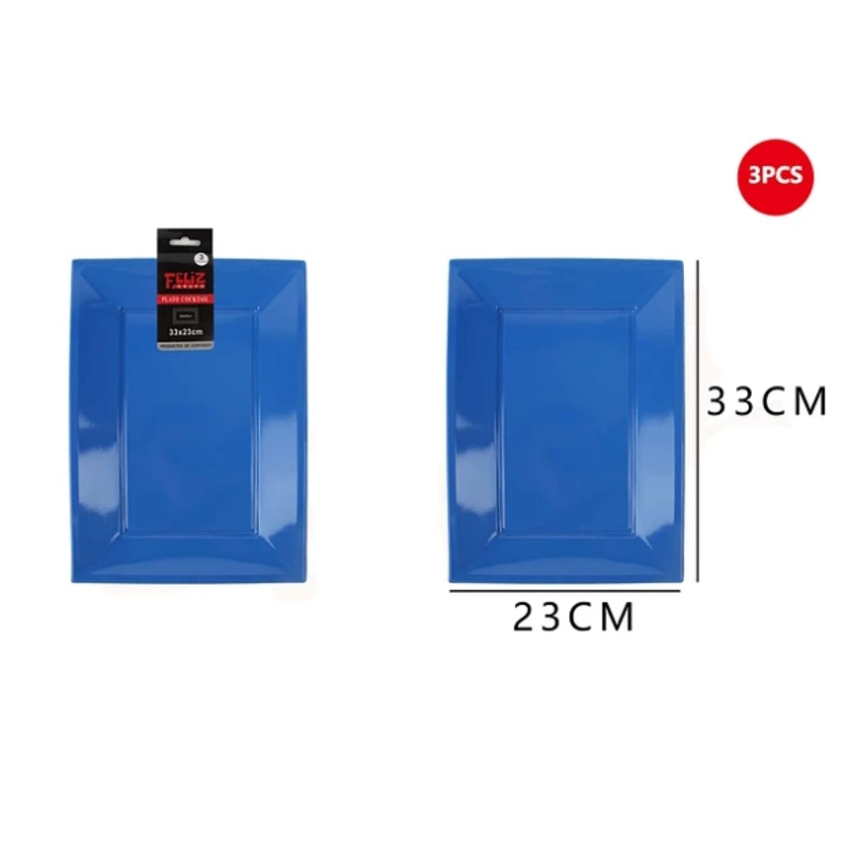 GENERICO - Bandeja Plástica Cuadrada Azul 3Pcs 2333Cm