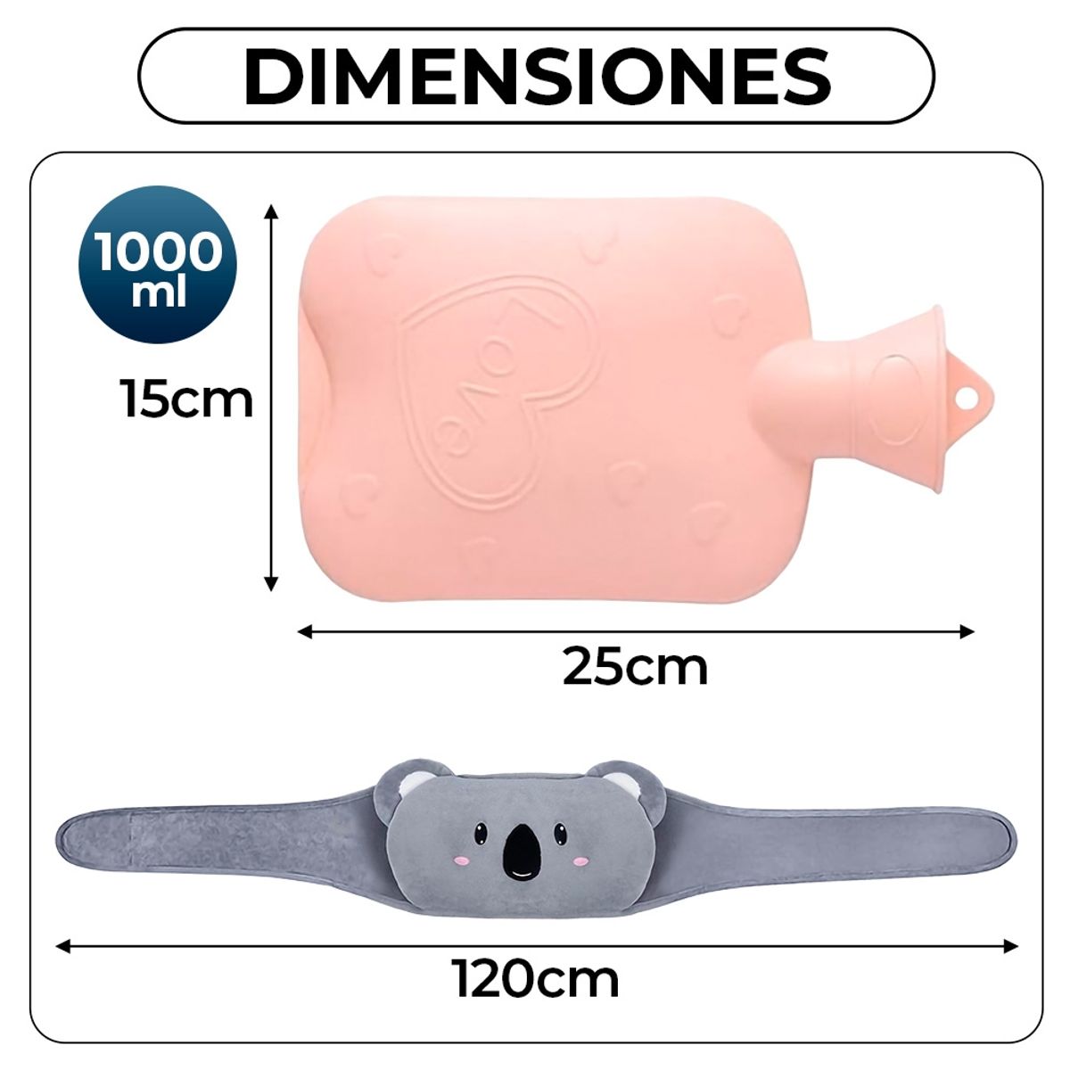 GENERICO - Guatero Menstrual Cinturón Agua Relajante Funda 1 Litro Gris Oscuro