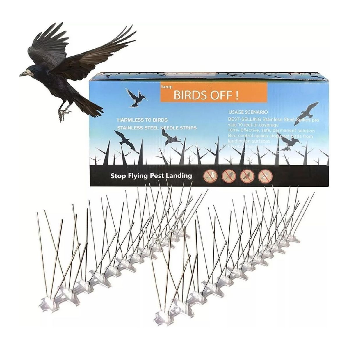 GENERICO - Pack 10 Púas Repelentes Palomas Anti Aves Ahuyentador