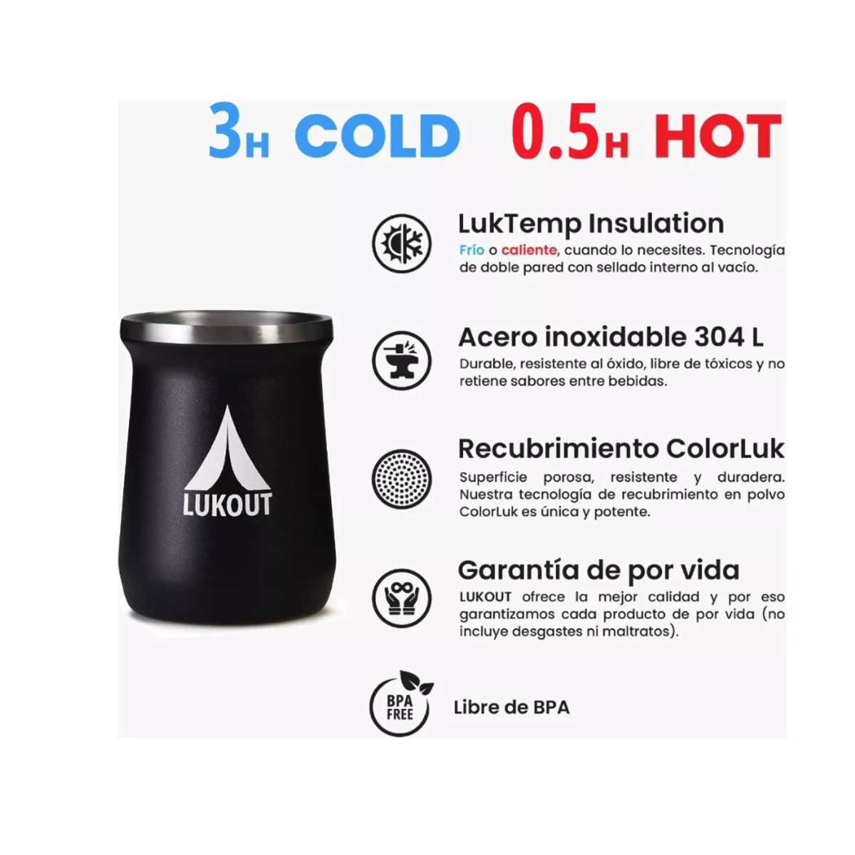 GENERICO - Mate Lukout 236 Ml + Bombilla Mate