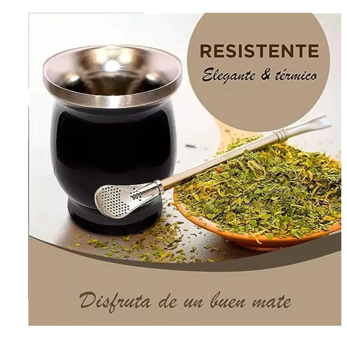 GENERICO - Kit Matero Bombilla Mate Set Matero Acero Inoxidable