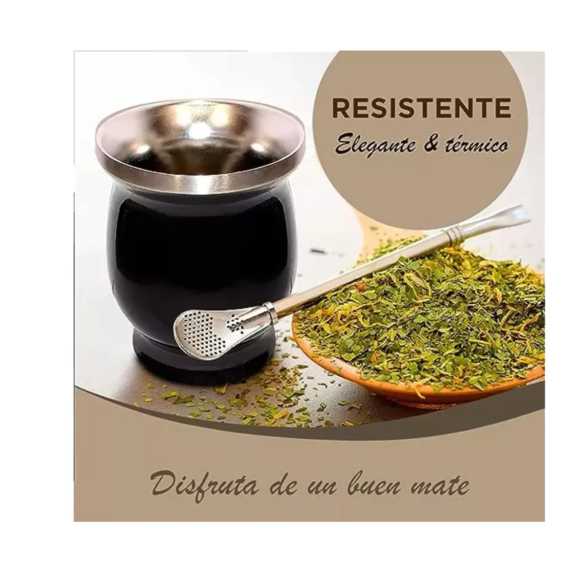 GENERICO - Kit Matero Bombilla Mate Set Matero Acero Inoxidable