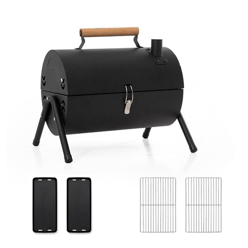 EVERSO - Barbacoa De Carbón Plegable Portátil Para Camping Picnic Color Negro