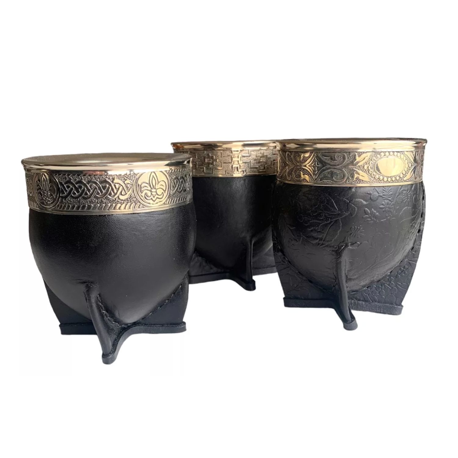 工芸品 CALABAZA IMPERIAL ALPACA CINCELADO BLK Mate Imperial Alpaca Cincelado Cuero Calabaza Grande