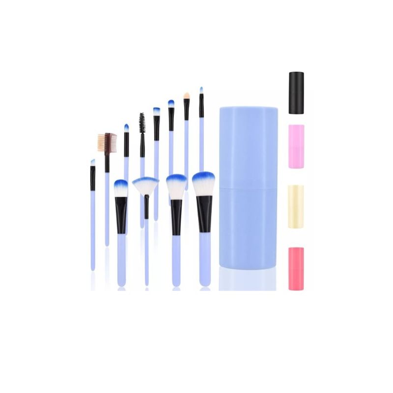 GENERICO - Set 12 Brochas Maquillaje Profesional Cepillos Color Celeste