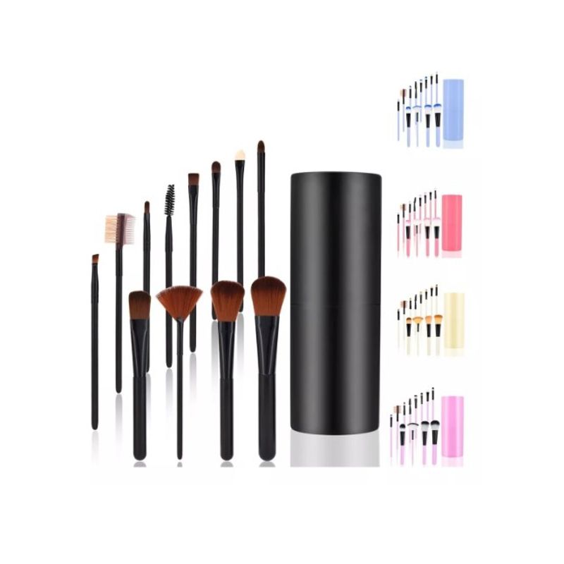 GENERICO - Set 12 Brochas Maquillaje Profesional Cepillos Color Negro