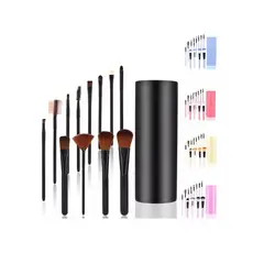 GENERICO - Set 12 Brochas Maquillaje Profesional Cepillos Color Negro