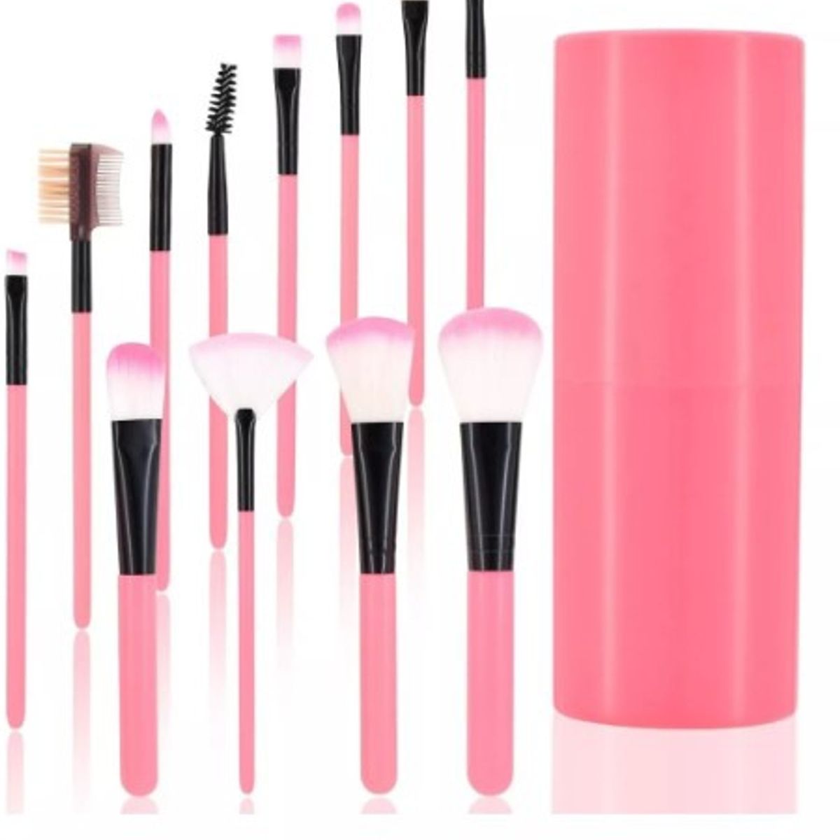 GENERICO - Set 12 Brochas Maquillaje Profesional Cepillos Color Rosa