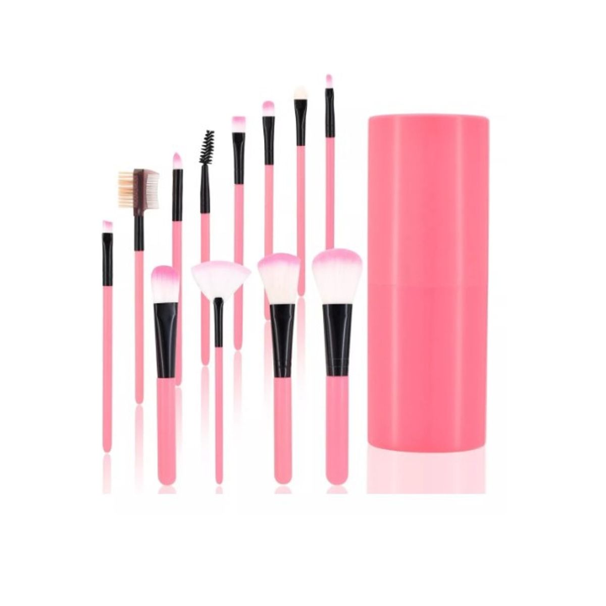 GENERICO - Set 12 Brochas Maquillaje Profesional Cepillos Color Rosa