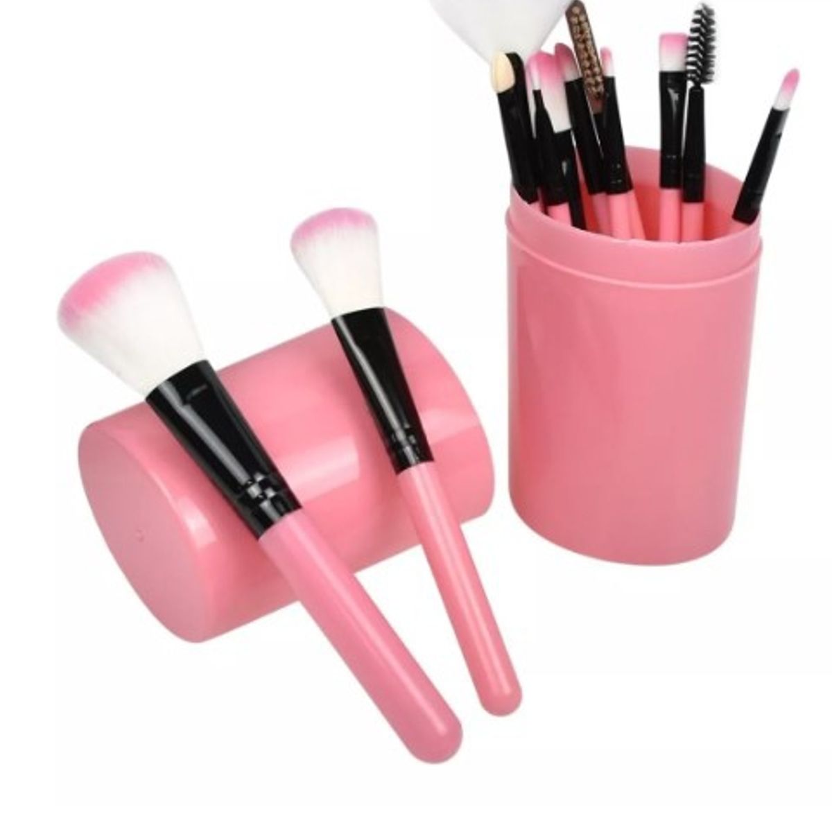GENERICO - Set 12 Brochas Maquillaje Profesional Cepillos Color Rosa