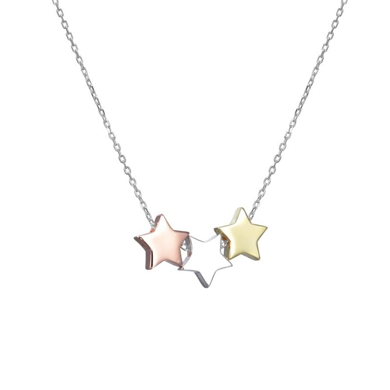 ANDREA COGGIOLA JOYAS - Collar Triada Estrellas Bañadas Plata Fina 925