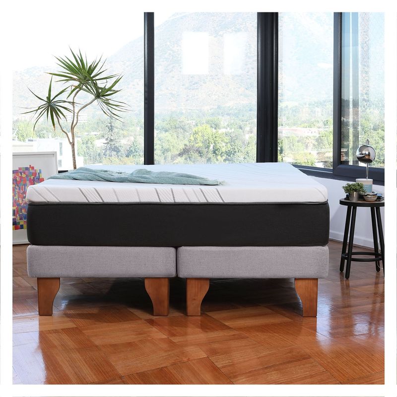 LATAM HOME - CAMA ZEN TOP FOAM SOFT LINO GRIS CLARO 2PZA