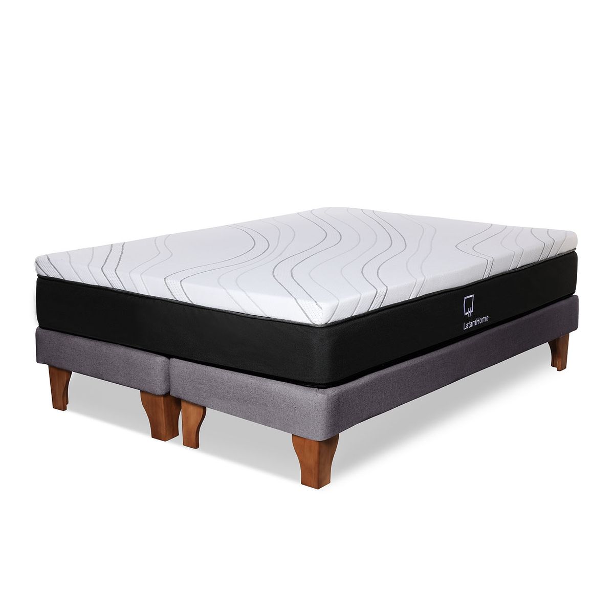 LATAM HOME - CAMA ZEN TOP FOAM SOFT LINO GRIS OSCURO KING