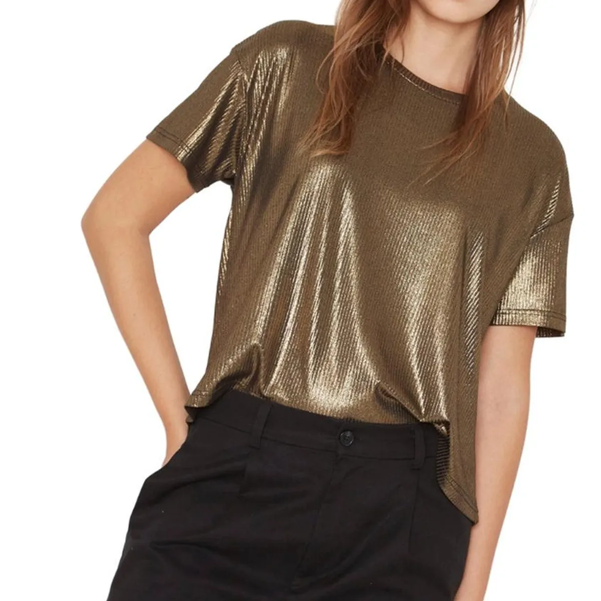 JACINTA TIENDA - Polera Kurt glitter dorada Jacinta Tienda