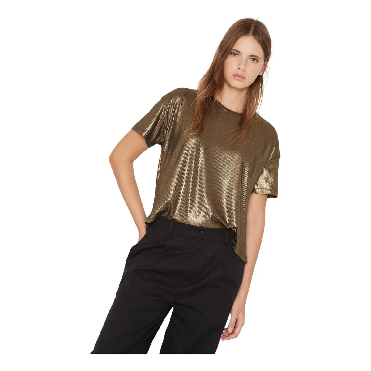 JACINTA TIENDA - Polera Kurt glitter dorada Jacinta Tienda