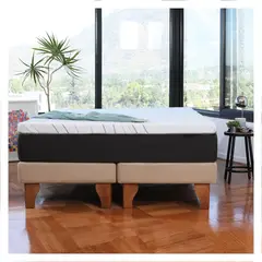 LATAM HOME - CAMA ZEN TOP FOAM HYBRID LINO NATURAL 2PZA