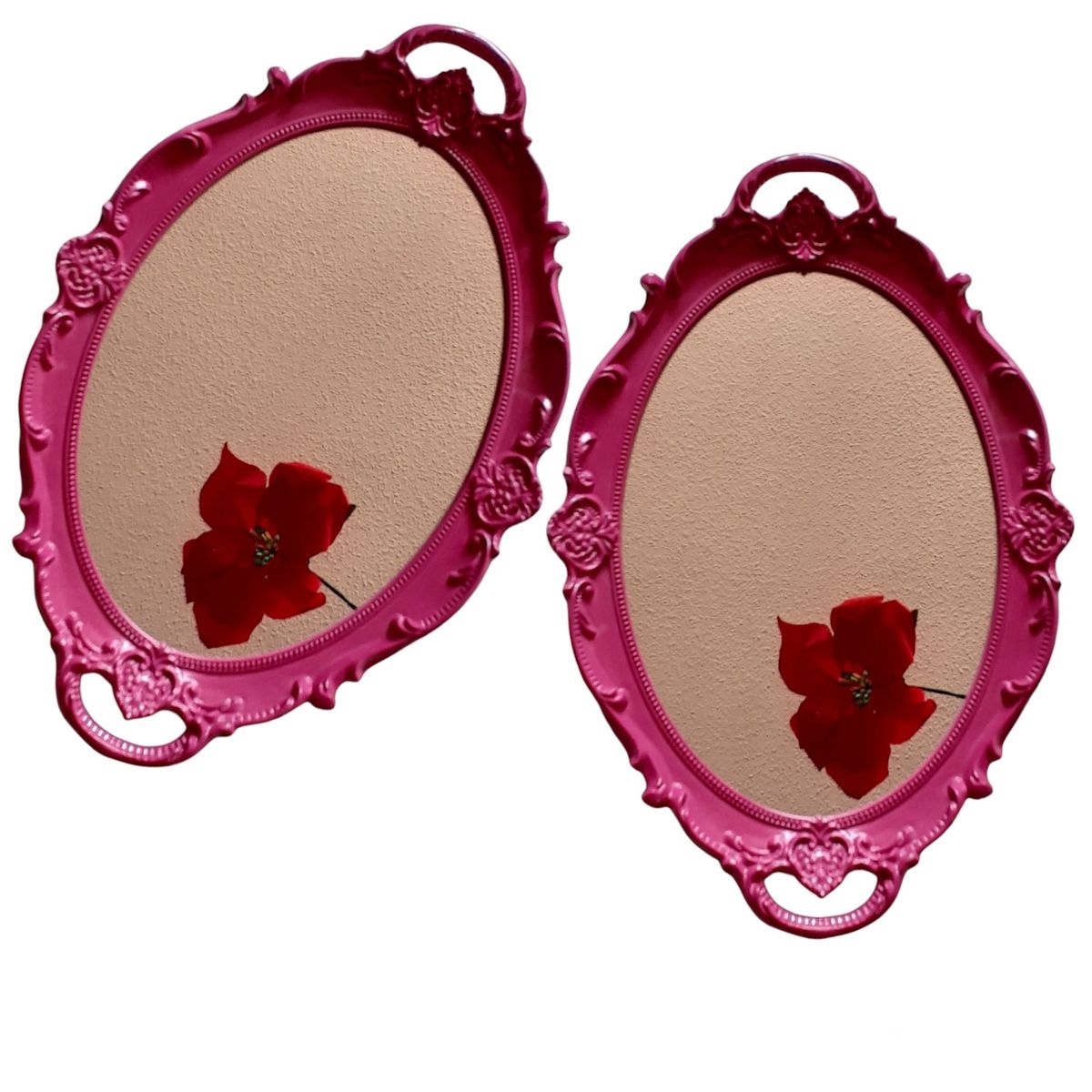 GENERICO - Pack 2 Bandeja Espejo Ovalada Deco Candy Bar - Fucsia