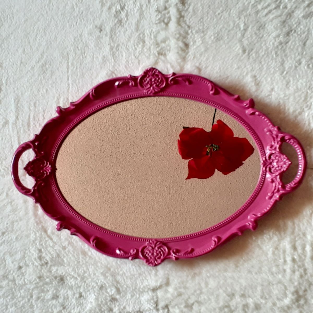 GENERICO - Pack 2 Bandeja Espejo Ovalada Deco Candy Bar - Fucsia