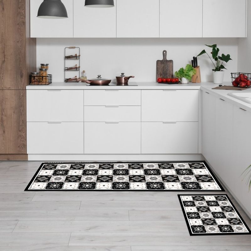 DAVANTI - Set 2 Alfombras de Cocina Baldosa Gris.