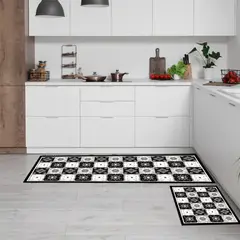 DAVANTI - Set 2 Alfombras de Cocina Baldosa Gris.