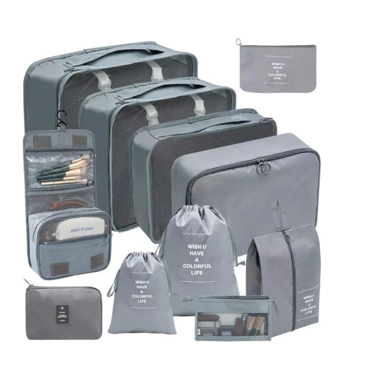 GENERICO - Set11 Organizadores De Equipaje De Viaje Bolsa Ropa Interior Gris