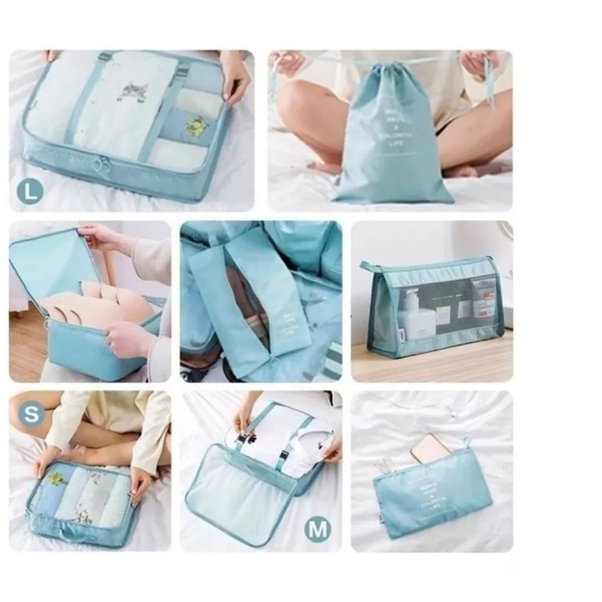 GENERICO - Set11 Organizadores De Equipaje De Viaje Bolsa Ropa Interior Gris