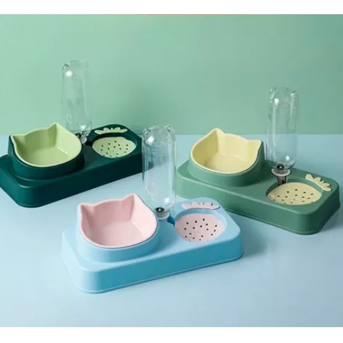 GENERICO - Bebedero Y Comedero Plato Doble Para Mascotas Perro Gato