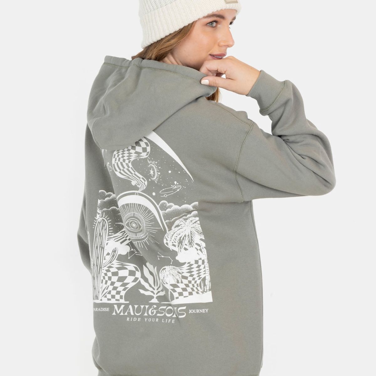 MAUI AND SONS - Poleron Paradise Journey Verde Mujer Maui And Sons