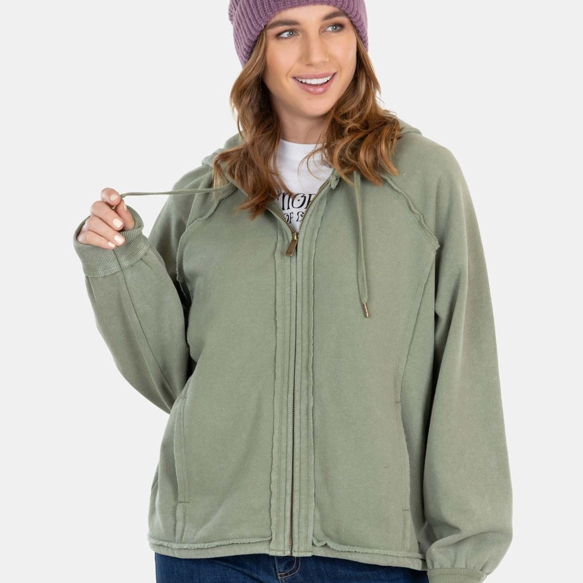 MAUI AND SONS - Poleron Euphoria Fz Verde Mujer Maui And Sons