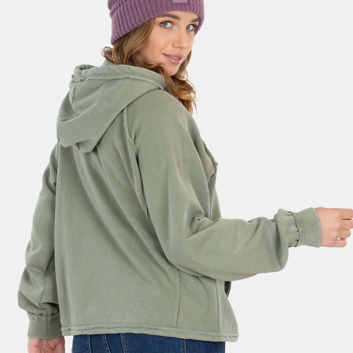 MAUI AND SONS - Poleron Euphoria Fz Verde Mujer Maui And Sons