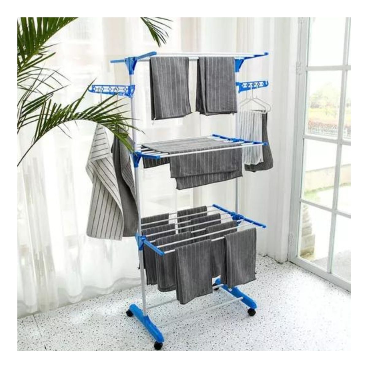 GENERICO - Tendedero de Piso Vertical Portátil Plegable de 3 Pisos