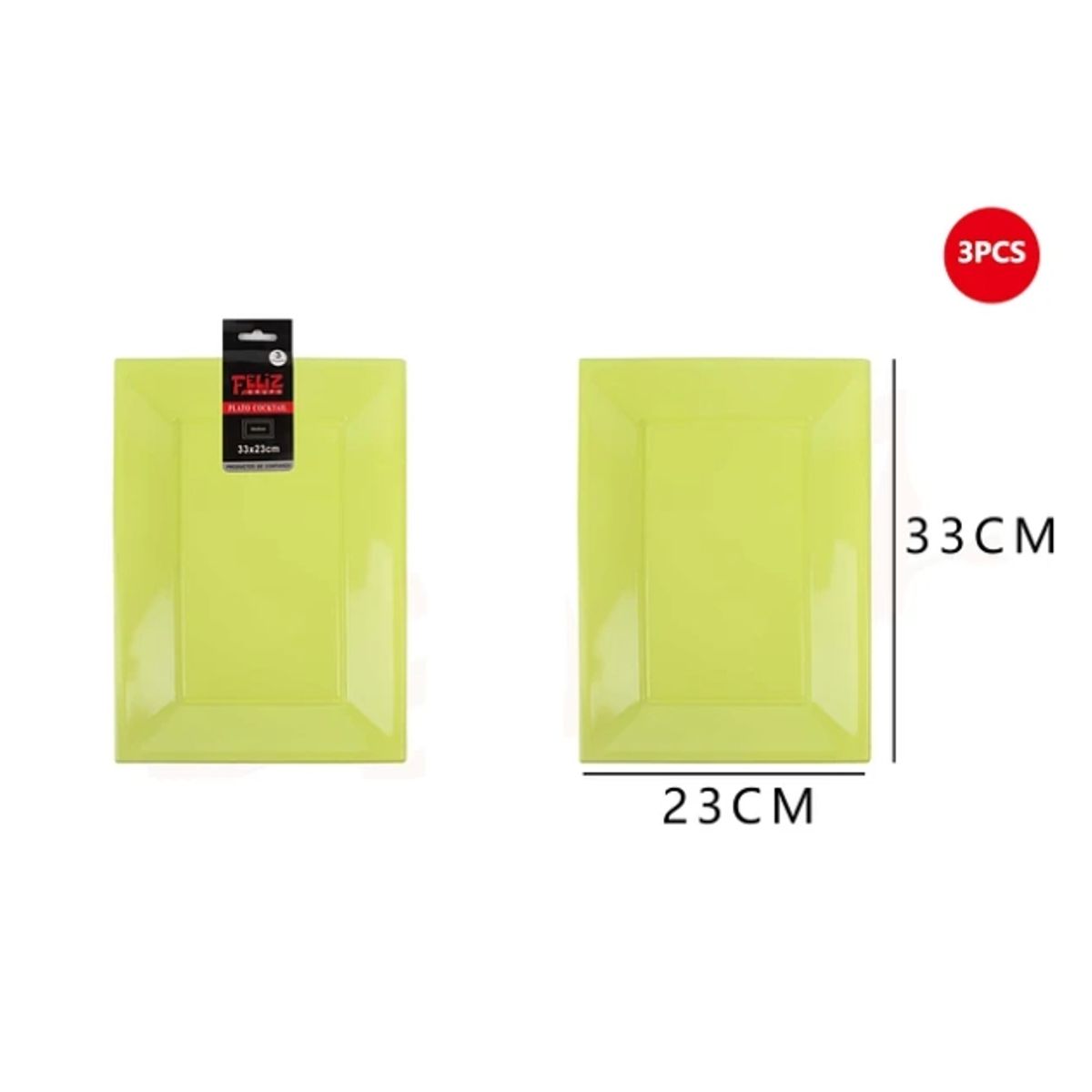 GENERICO - Bandeja Plástica Cuadrada Verde 3Pcs 2333Cm