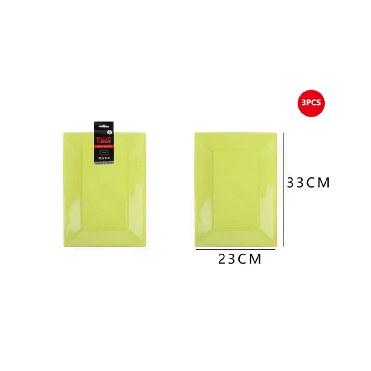 GENERICO - Bandeja Plástica Cuadrada Verde 3Pcs 2333Cm