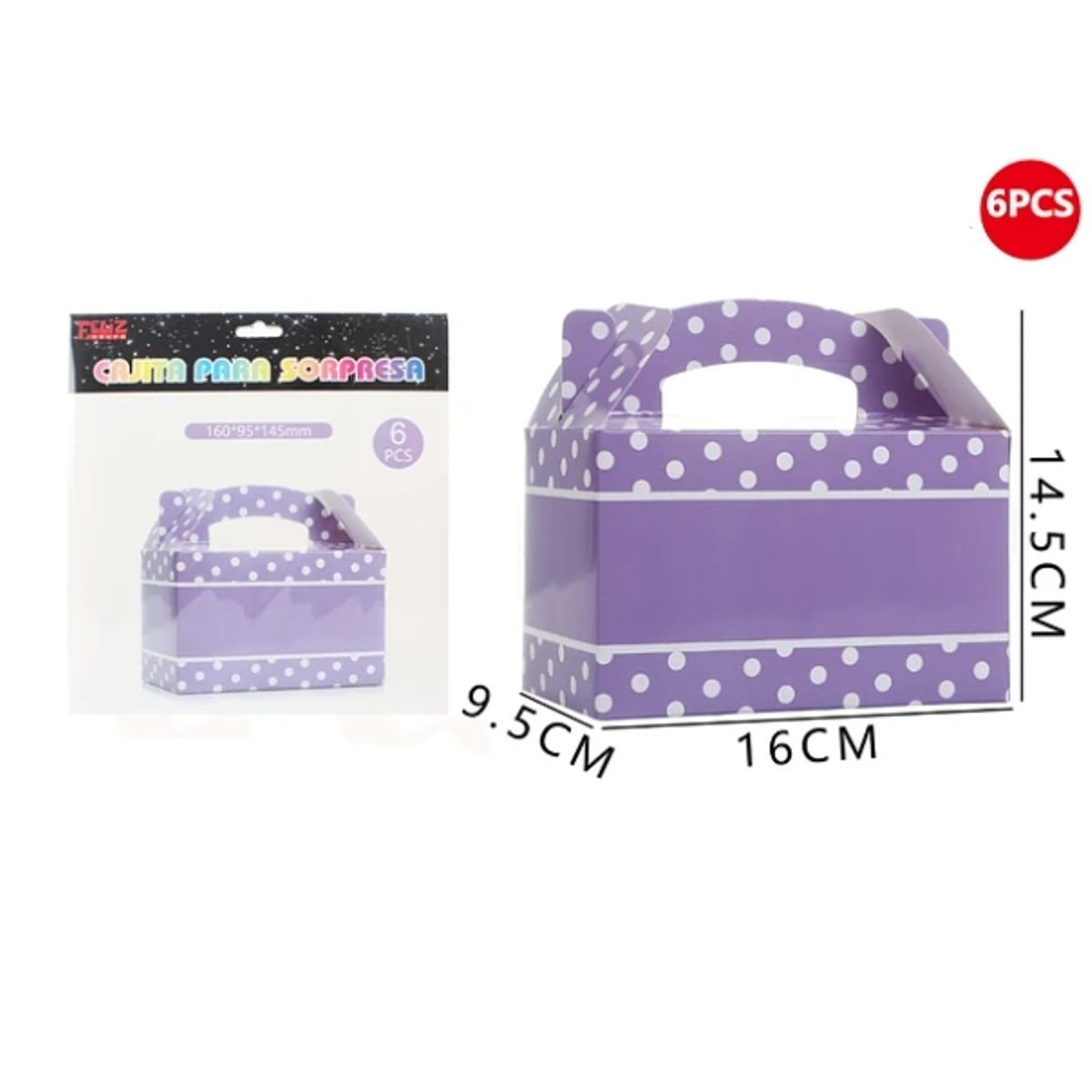 GENERICO - Cajas Para Sorpresas Moradas 6Pcs
