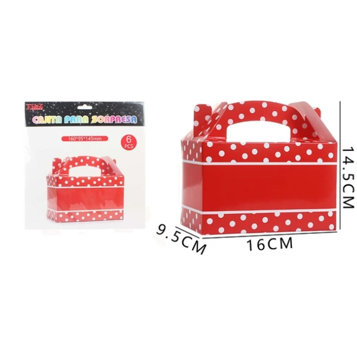 GENERICO - Cajas Para Sorpresas Rojas 6Pcs