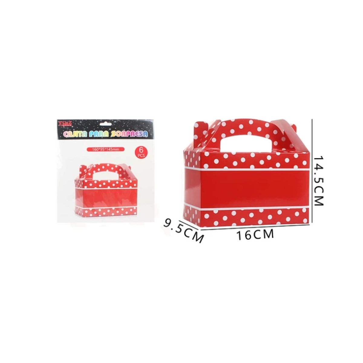 GENERICO - Cajas Para Sorpresas Rojas 6Pcs