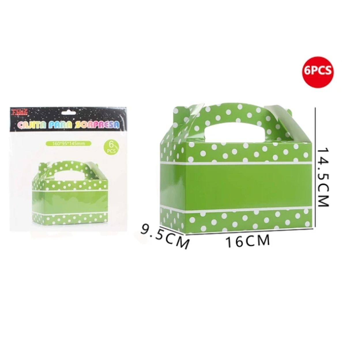 GENERICO - Cajas Para Sorpresas Verde 6Pcs