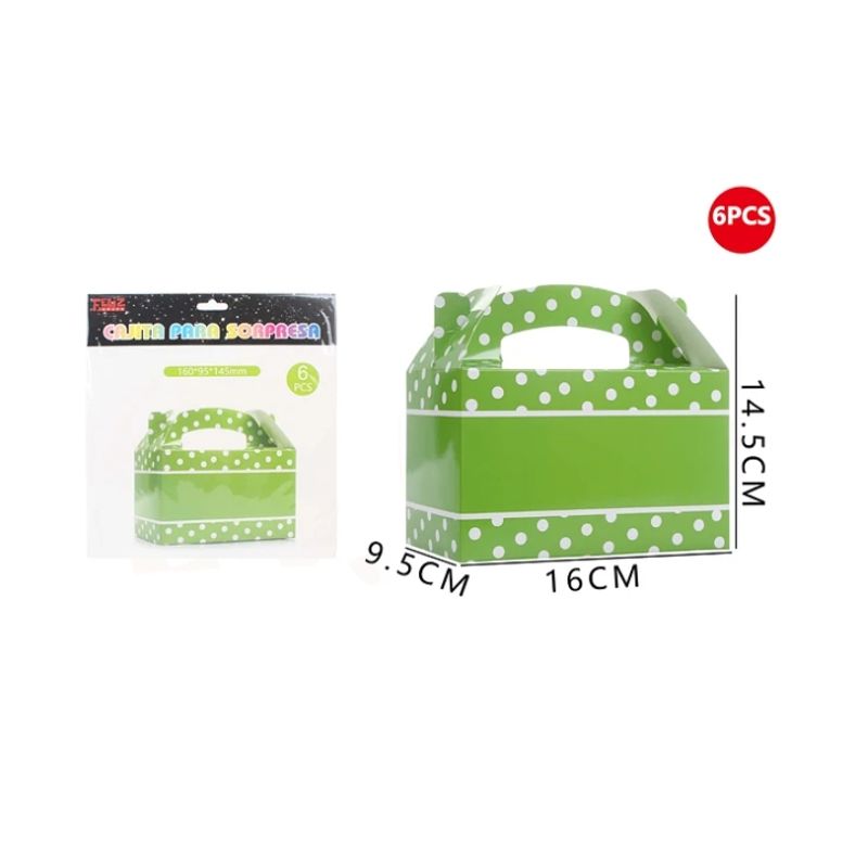 GENERICO - Cajas Para Sorpresas Verde 6Pcs