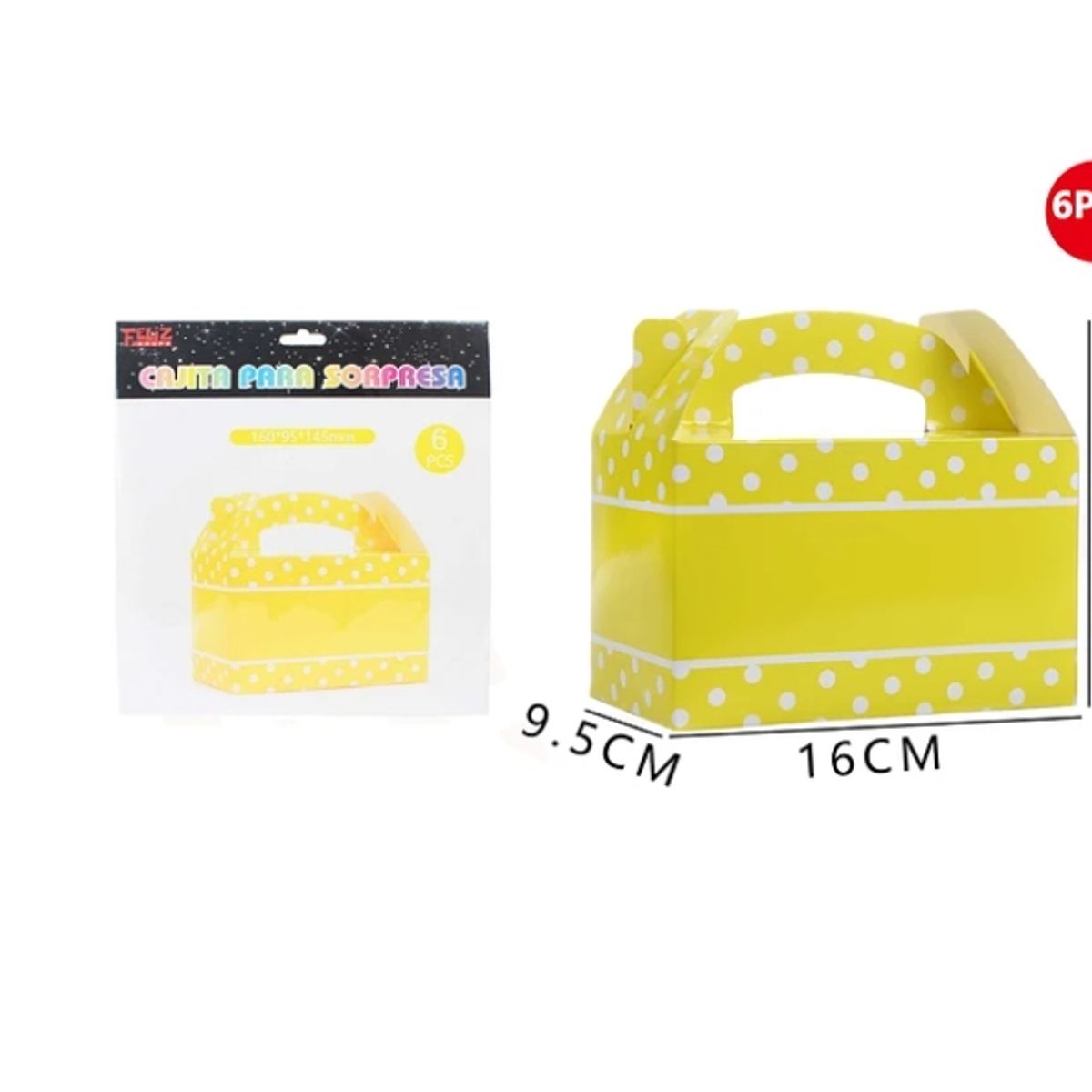GENERICO - Cajas Para Sorpresas Amarilla 6Pcs