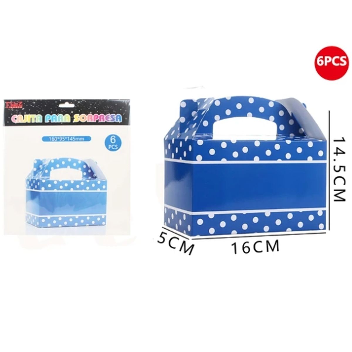 GENERICO - Cajas Para Sorpresas Azules 6Pcs